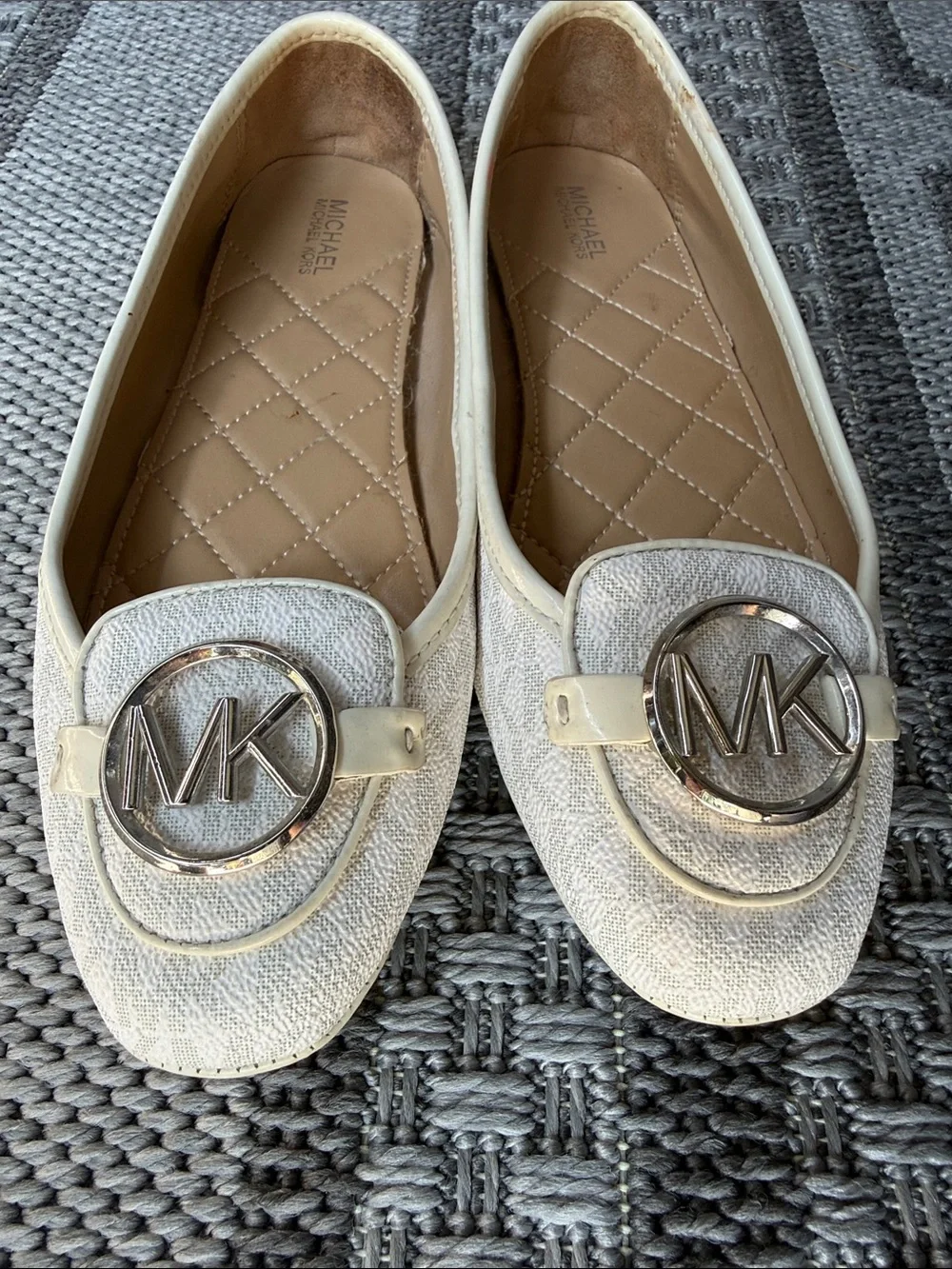 Michael Kors Cream Leather MK Logo Loafers